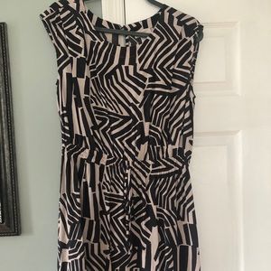 Loft abstract print cinch waist dress